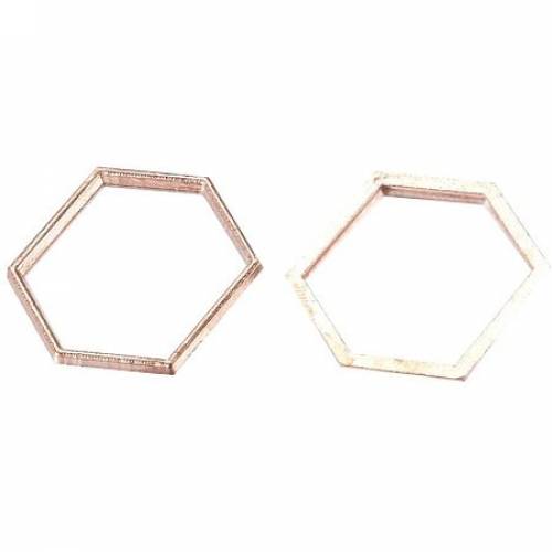 UNICRAFTALE 100pcs Alloy Linking Rings Hexagon Shape Charm Links Rose Gold Connector Charms for Necklaces Bracelets Jewelry Making 18x20x1mm