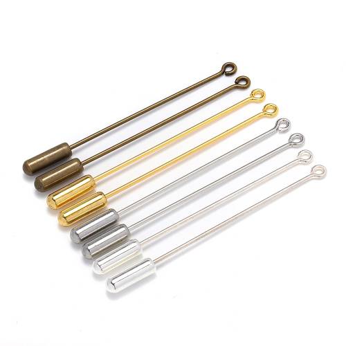 20pcs Safety Long Brooch Pins Gold/Antique Bronze Loop Eye Brooch Pin with Cap Stopper for DIY Jewelry Making Brooch Accessories