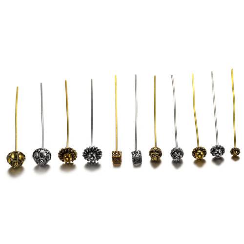 20pcs/lot 50mm Metal Flower Ball Head Pins Needles Beads Connector For DIY Earrings Jewelry Making Findings Supplies Accessories