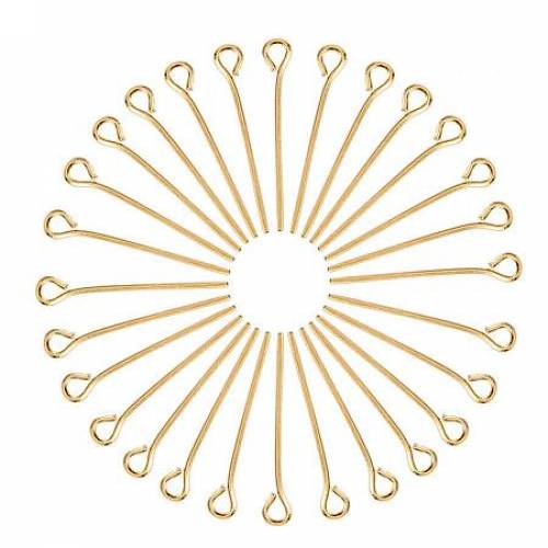 ARRICRAFT 200pcs Golden Plated Brass Eye pins Jewelry Making Findings - 20x07mm - Hole: 2mm