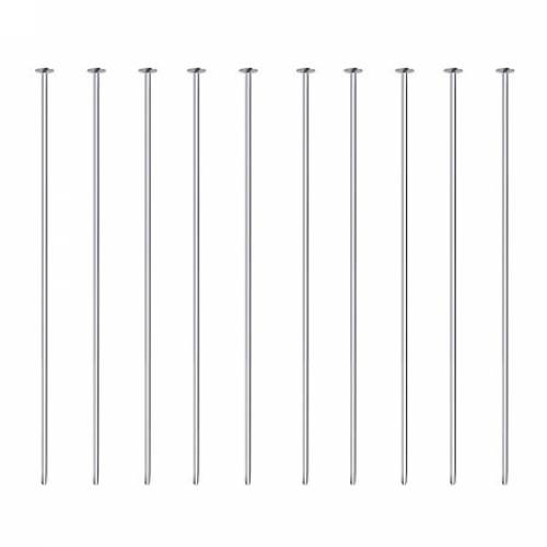 BENECREAT 20PCS Sterling Silver Flat Head Pins 24 Gauge Satin Pins for DIY Jewelry Making Findings - 20mm (08