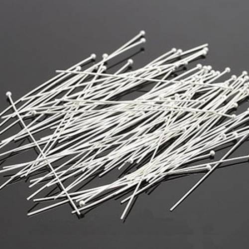 NBEADS 3000pcs/bag Brass Ball Headpins for Jewelry Making(Silver - 07mm thick - 60mm long)