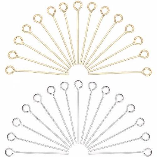 PandaHall Elite 160 pcs 25mm(1 inch) 304 Stainless Steel Head Pins Findings 21 Gauge(07mm) Open Eye Pin for Earring Pendant Bracelet Jewelry DIY...