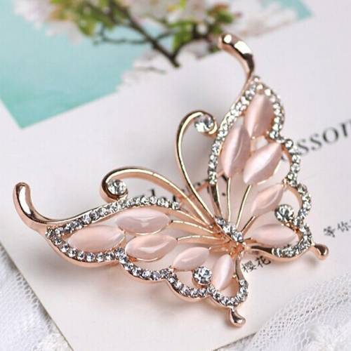 Zlxgirl Gold color Butterfly Brooches Pins Accessories Fashion Women Rhinestone Brooch pins Best Bridal Jewelry Party Gifts