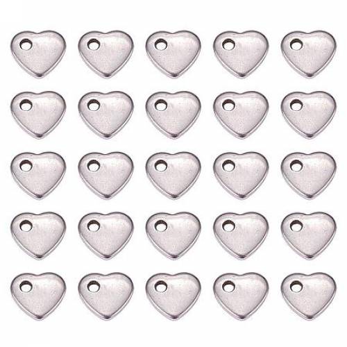 ARRICRAFT 100pcs 304 Stainless Steel Flat Heart Shape Blank Stamping Tag Pendants Sets Bracelet Earring Pendant Charms Size 6x5x09mm