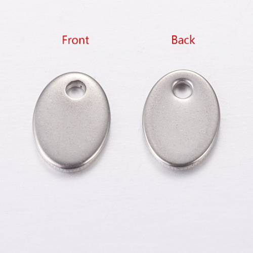 ARRICRAFT About 200pcs 304 Stainless Steel Flat Oval Shape Blank Stamping Tag Pendants Sets Bracelet Earring Pendant Charms Size 7x5x06mm