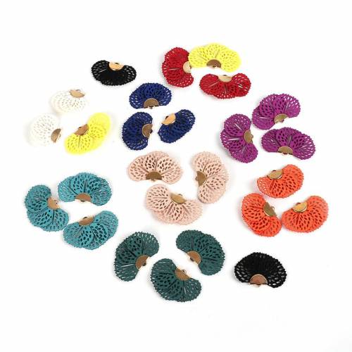 10Pcs Mix Colors Velvet Fabric Fan Leaf Tassel Charms Pendants Fit Women Handmade DIY Earrings Necklace Jewelry Makings