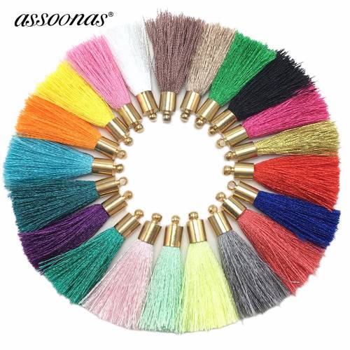 Assoonas L32 - 4cm - Silk tassel - tassels for jewelry diy - jewelry accessories - accessories parts - Golden hat - earring findings - hand made