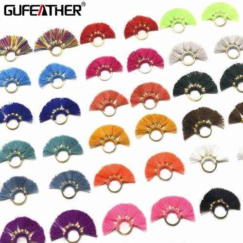 GUFEATHER L121/2CM mini Tassel/jewelry accessories/earring accessories/metal ring tassel/earring making/diy handmade/2pcs