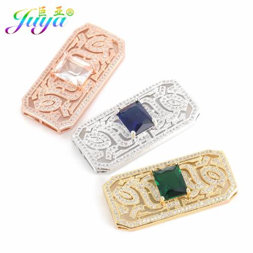 Juya DIY Jewelry Accessories Supplies Micro Pave Zircon Rectangular Connector Pendants For Women Pearls Tassels Jewelry Making