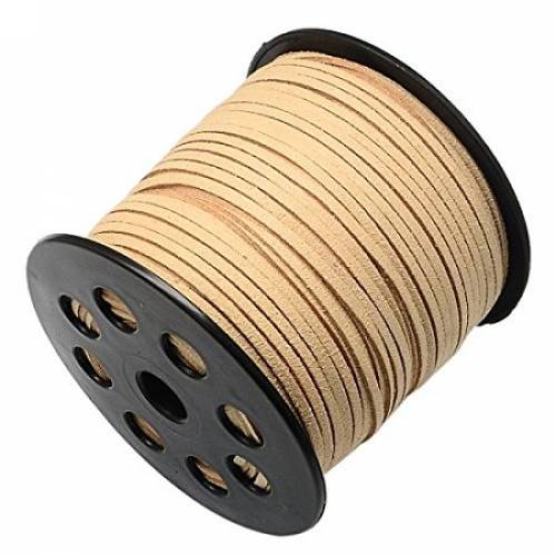 ARRICRAFT 1 Roll (100 Yards - 300 Feet) Micro-Fiber Faux Leather Suede Cord String with Roll Spool - 27x14mm (PeachPuff)