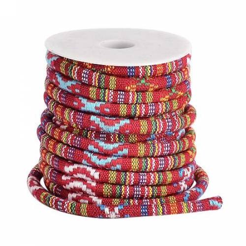 ARRICRAFT 1 Roll 7mm Ethnic Cloth Style Polyester Rope Cords 10 Yards per Spool for Bracelet Necklace Making - Macram Crafts - Bohemia Home Wedding...