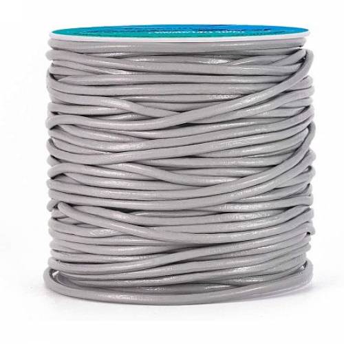 BENECREAT 30 Yards 2mm Round Genuine Leather Cord Gray Leather Cord String for Bracelet Necklace Beading Jewelry Making DIY Crafts