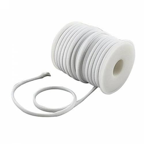 Pandahall 20m Elastic Spandex Nylon Thread Habitat Foulard Cord for Bracelet Necklace Making - 5x3mm - White