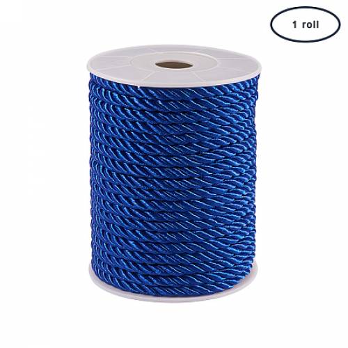 PandaHall Elite 5mm/ 21 Yards Twisted Cord Rope Nylon Twisted Cord Trim Thread String - Dark Blue