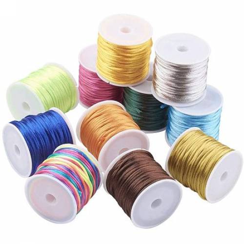 Pandahall Elite About 12 Rolls 1mm Nylon Beading String Korean Silk Knotting Cord Mixed Color Thread Cord Nylon Beading Thread 328 Yards per Roll for...