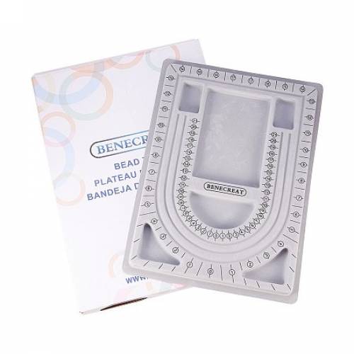 BENECREAT 1 PACK 13x95 Inch Plastic Bead Design Boards for Jewelry Making Bracelet Necklace DIY - Light Grey