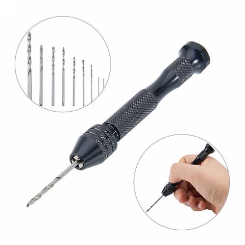 PandaHall Elite 25 Pcs Twist Drill Bits Precision Pin Vise Woodworking Hand Drill Bit Set Rotary Tools for Models and Hobby Black