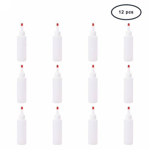 PANDAHALL ELITE Plastic Glue Bottles - White - 125x42x12mm; 12pcs/set