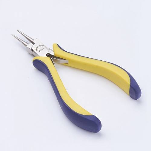 45# Carbon Steel Round Nose Pliers - Hand Tools - Ferronickel - Stainless Steel Color - 13x7x175cm