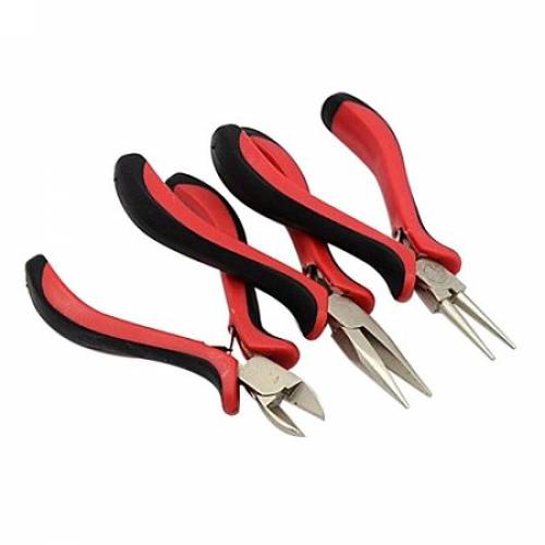 ARRICRAFT Red Jewelry Plier Sets - 3 Ferronickel Jewelry Making Plier (Side-Cutting Pliers - Flat Nose Pliers and Round Nose Pliers)