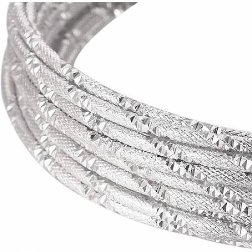 BENECREAT 12 Gauge 33 Feet Engraved Textured Silver Wire Aluminum Craft Wire for Jewelry Beading Craft Work