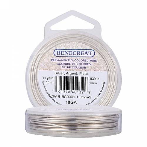 BENECREAT 18-Gauge Tarnish Resistant Silver Coil Wire - 33-Feet/11-Yard