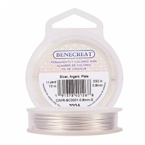 BENECREAT 20-Gauge Tarnish Resistant Silver Coil Wire - 33-Feet/11-Yard