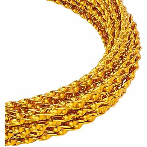 BENECREAT 9 Gauge 33 Feet Gold Twist Wire Spiral Aluminum Craft Wire for Jewelry Making