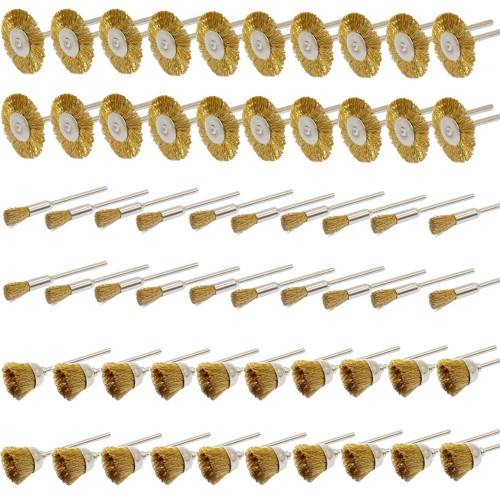 Brass Wire Wheel Brushes Set Kit Accessories for Dremel Rotary Tools shank 3mm