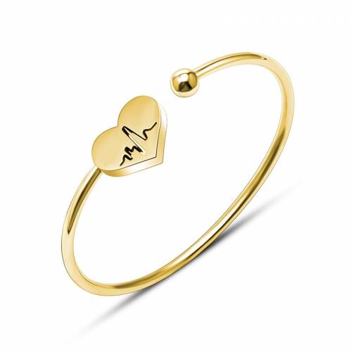 Electrocardiogram Heart Bracelet for Women Charm Bracelet Titanium Steel Jewelry Stretch Wire Girl Teen Dating Pulseras Mujer