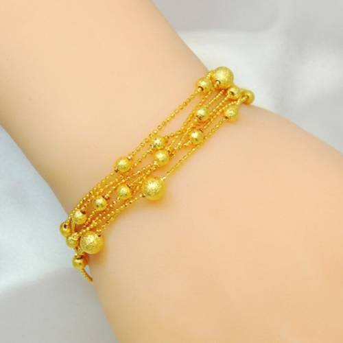 Luxury24k Yellow Gold Women‘s Bracelet - Boho 6 Wire Transfer Bead Bracelet Fashion Women‘s Jewelry Engagement Party Jewelry Gifts