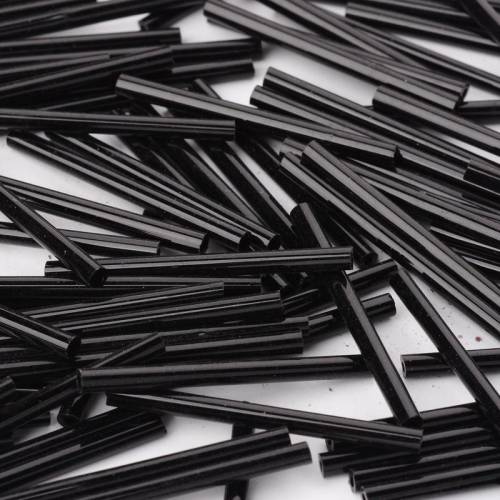 1 Pound Black Column Glass Bugle Beads Long Opaque Tube Seed Beads Bracelet Necklace DIY Jewelry Making Findings 25~34mm Long
