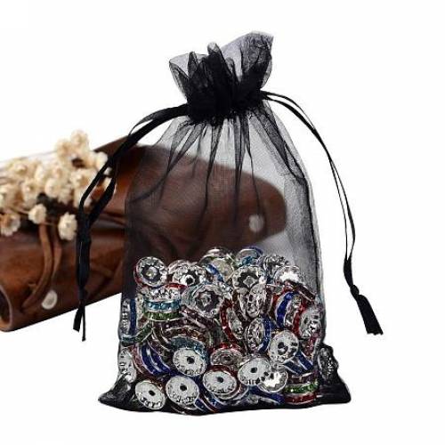 ARRICRAFT About 100 Pcs Black Drawstring Organza Gift Bags Wedding Party Candy Favor Bags Jewelry Pouches Wrap 28x35 Inches
