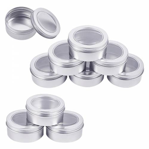 BENECREAT 10 Pack 5 OZ Tin Cans Screw Top Round Aluminum Cans Screw Lid Containers with Clear Window - Great for Store Spices - Candies - Tea or Gift...