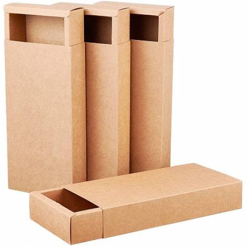 BENECREAT 10 Pack Kraft Paper Drawer Box 24x12x4cm Brown Soap Jewelry Candy Snacks Boxes Small Gift Boxes for Wedding Party Favors and Gift Wrapping