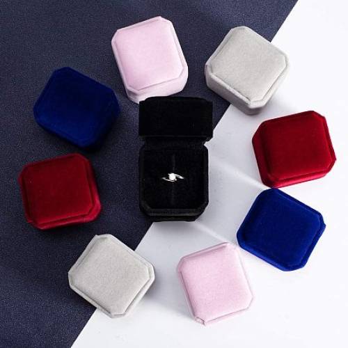 BENECREAT 10 Packs Mixed Velvet Ring Boxes 5 Color Velvet Jewelry Box for Proposal Engagement Wedding Ceremony and Gift Favor - 2 Packs Per Color