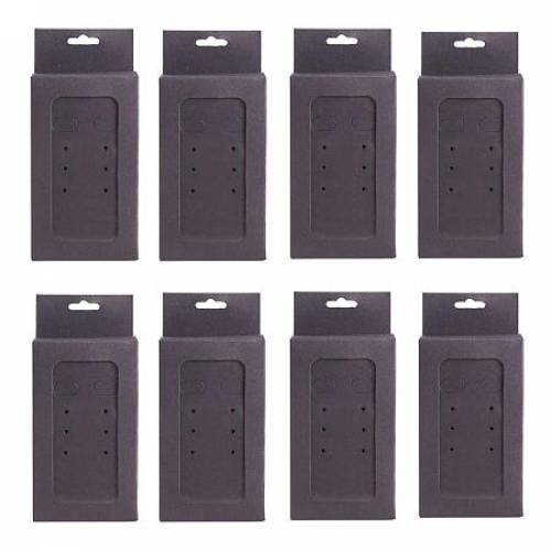 BENECREAT 10 Set Black Kraft Paper Jewelry Box Transparent Window Earring Box with Earring Display Cards for Ear Studs and Earrings - 2x35 Inches