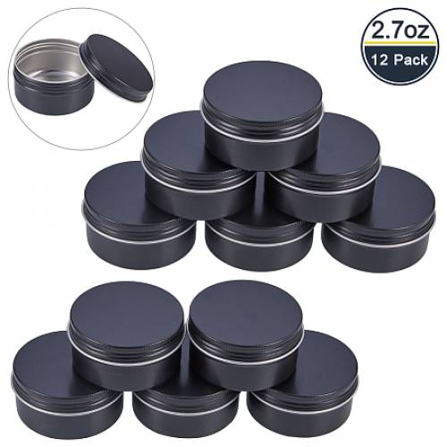 BENECREAT 12 Pack 27 OZ Tin Cans Screw Top Round Aluminum Cans Screw Containers Tins with Lids- Great for Store Spices - Candies - Tea or Gift Giving...