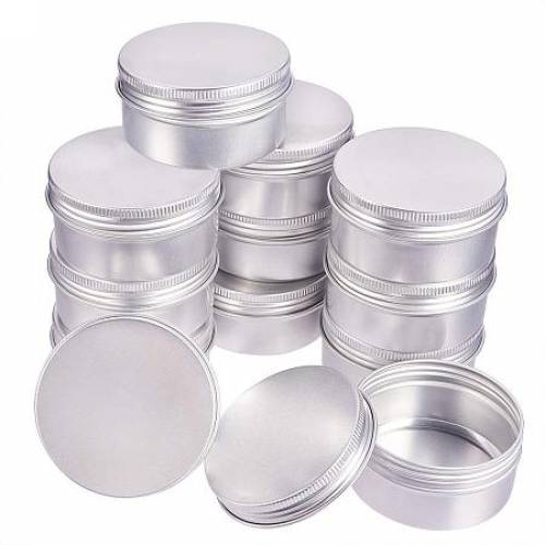 BENECREAT 12 Pack 27 OZ Tin Cans Screw Top Round Aluminum Cans Screw Lid Containers - Great for Store Spices - Candies - Tea or Gift Giving (Platinum)