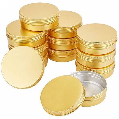 BENECREAT 12 Pack 34 OZ Tin Cans Screw Top Round Aluminum Cans Screw Lid Containers - Great for Store Spices - Candies - Tea or Gift Giving (Gold)