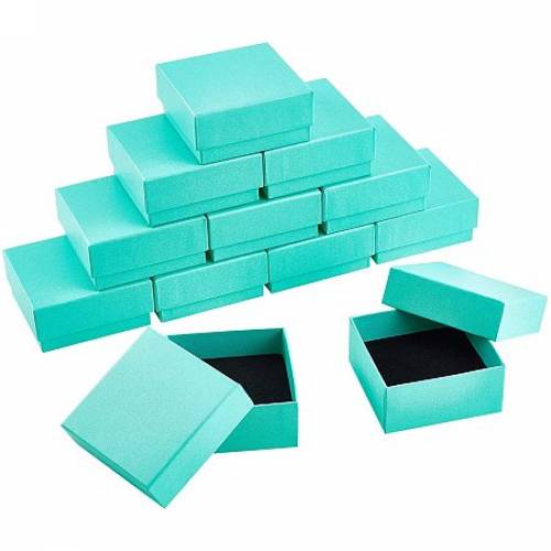 BENECREAT 12 Pack Cardboard Jewelry Box 3x3x14 Inch Square Necklace Ring Earring Gift Box with Sponge Insert for Valentine‘s Day - Anniversaries -...