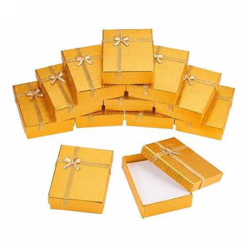 BENECREAT 12 Pack Gold Kraft Cardboard Jewelry Gift Boxes Necklace Ring Box with Bows for Anniversaries - Weddings - Birthdays - 35 x 27 x 11 Inches