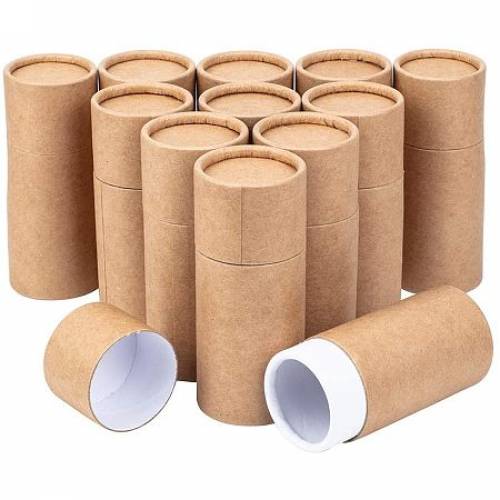 BENECREAT 12PCS 50ml Burlywood Kraft Paperboard Tubes Round Kraft Paper Containers for Pencils Tea Caddy Coffee Cosmetic Crafts Gift Packaging