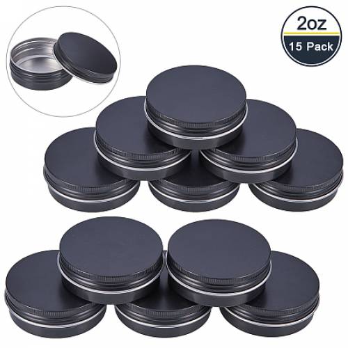 BENECREAT 15 Pack 2 OZ Tin Cans Screw Top Round Aluminum Cans Screw Containers Tins with Lids- Great for Store Spices - Candies - Tea or Gift Giving...