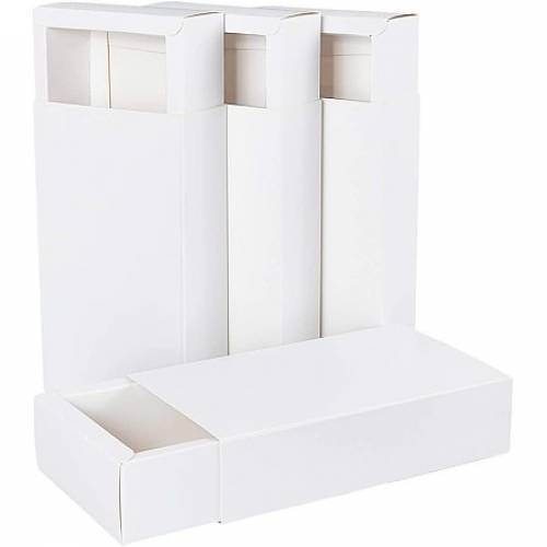 BENECREAT 16 Pack Kraft Paper Drawer Box 65x45x17 Festival Gift Wrapping Boxes Soap Jewelry Candy Weeding Party Favors Gift Packaging Boxes - White