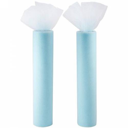 BENECREAT 2 Rolls 50 Yards Tulle Roll Fabric Netting Rolls for Wedding Party Decoration - DIY Craft - 12 Inch x 25 Yards Each (LightSkyBlue)