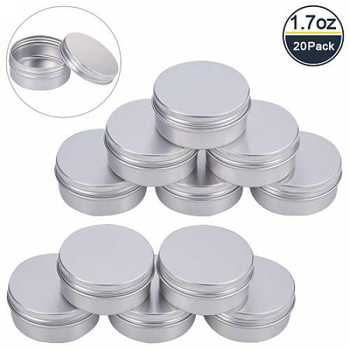 BENECREAT 20 Pack 17 OZ Tin Cans Screw Top Round Aluminum Cans Screw Lid Containers - Great for Store Spices - Candies - Tea or Gift Giving (Platinum)