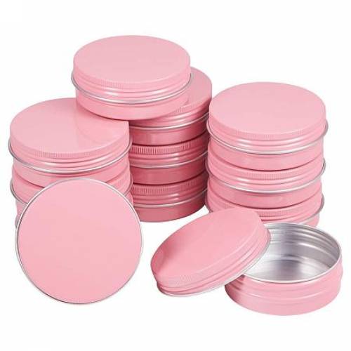 BENECREAT 20 Pack 2 OZ Pink Tin Cans Screw Top Round Aluminum Cans Screw Lid Containers - Great for Store Spices - Candies - Tea or Gift Giving