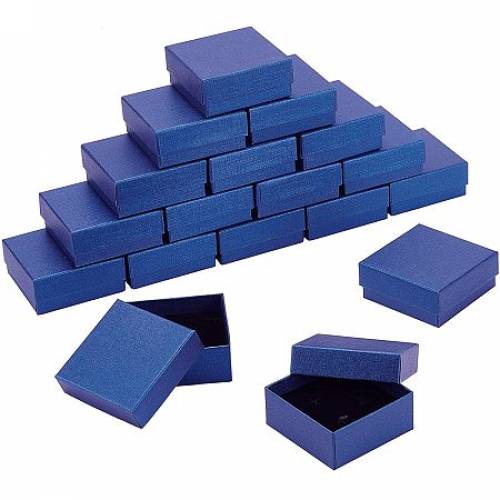 BENECREAT 20 Packs 28x28x12 Inch Cardboard Jewelry box Square Necklace Ring Gift Box(Marine Blue) with Sponge Insert for Valentine‘s Day -...